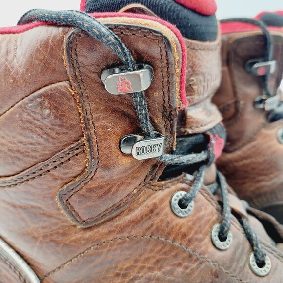 Rocky Mens Rams Horn Work Safety Boots Brown Composite Toe Waterproof 12 W main image 4